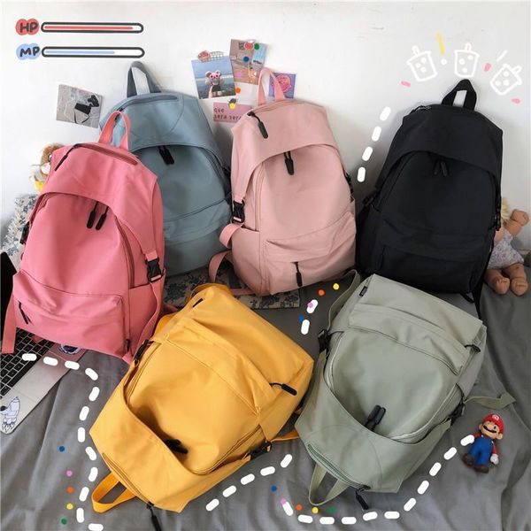 

school bags solid color backpack fashion women high for teenage girls anti-theft travel backbag student kawaii bookbags