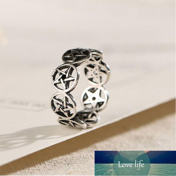 

925 sterling silver fashion charm retro thai silver color hollow round star opening finger rings jewlery for gifts