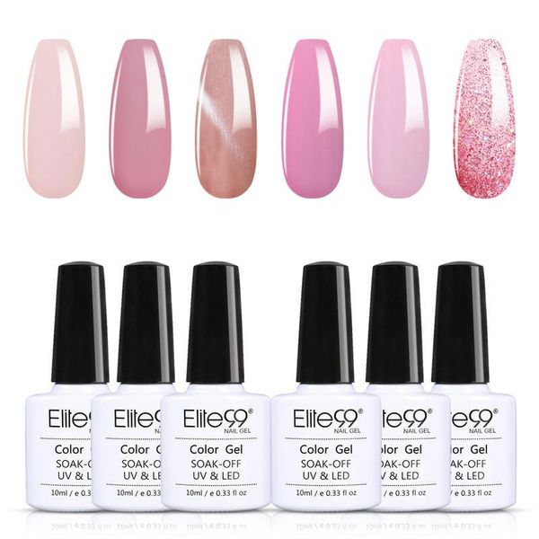 

nail art kits elite99 6pcs cherry pink series gel polish set soak off hybrid varnish semi permanent uv