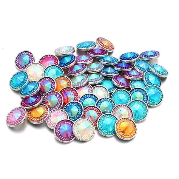 

10pcs/lot mixed 18mm round resin snap button press buttons snaps charms fit snap bracelets diy jewel qyljss