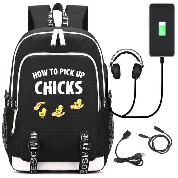

how to pick up chicks funny print backpack fashion bag for men and women college school travel shoulder usb charging backpack