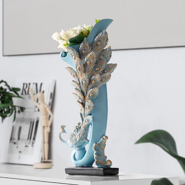 

vases vase decoration home resin peacock flowers crafts for room tv cabinet tableflower bottle statue gifts