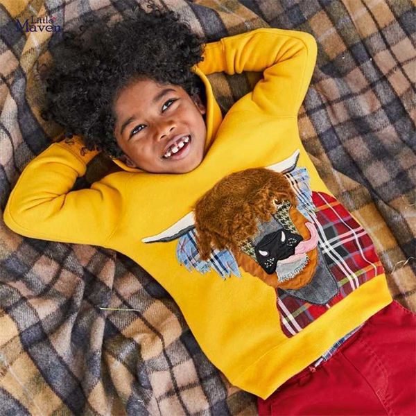 

little maven spring and autumn hooded clothes for baby boys lovely orange dinosaur sweater shirt kids 100% cotton warm 211111, Black