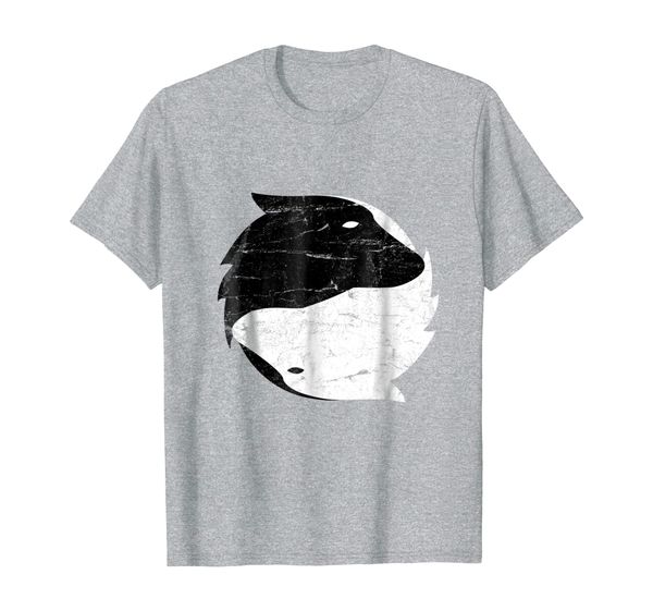 

yin yang wolf shirt t-shirt gift dog spiritual, White;black