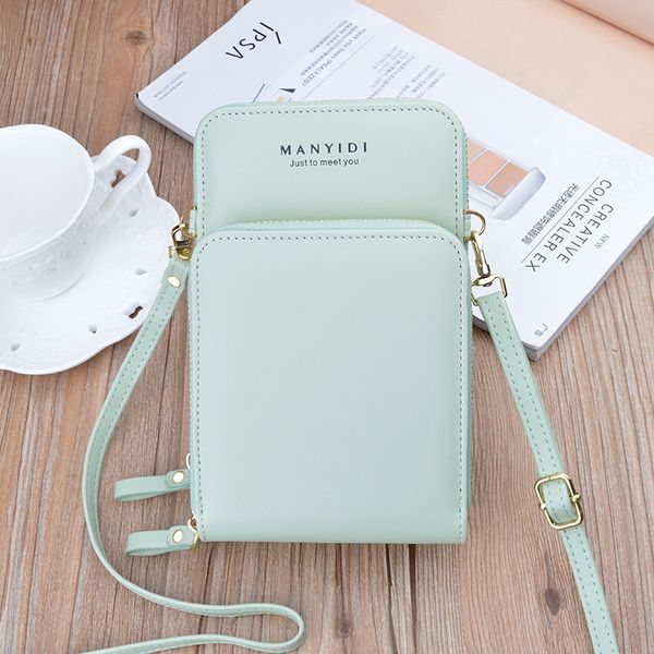 

new mobile phone mini small span messenger bag simple fashion korean single shoulder bag soft leather zipper wallet women's, Red;black