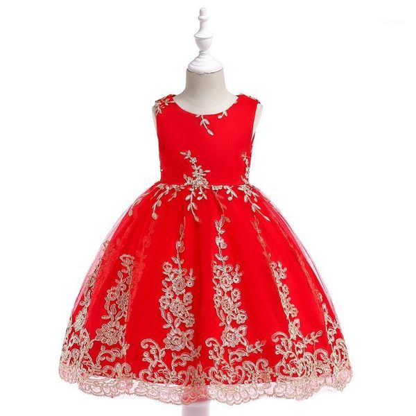 

girl's dresses girls princess dress party prom wedding 3-12 baby girl skirt children's catwalk, Red;yellow