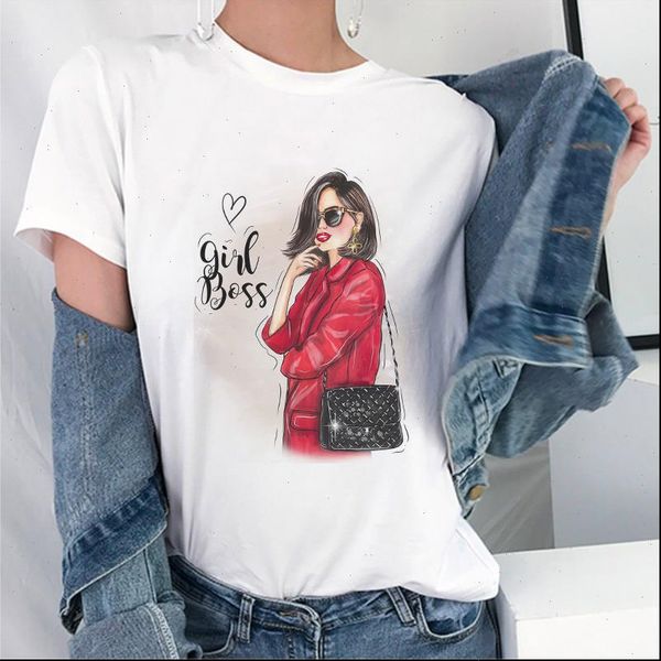 

summer printed fashion girl print t shirt women harajuku vogue tshirt graphic cartoon korean style, White