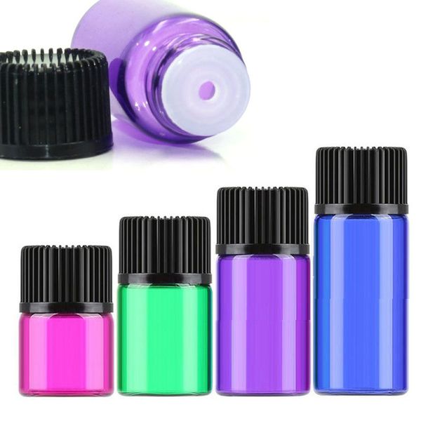 200 Stück leer, 1 ml, 2 ml, 3 ml, 5 ml, kleine bunte Glasflasche, Mini-Parfüm-Probenbehälter, ätherisches Öl, flüssige Testfläschchen