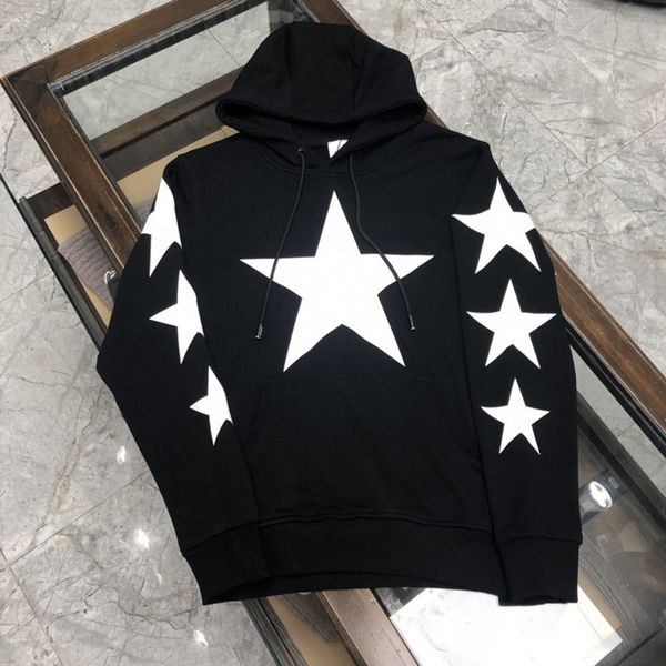 

2021 star printed women men hoodies hooded sweatshirt hiphop oversized men cotton hoody pullover sweater jumpers, Black