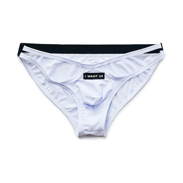 

underpants men underwear gay cuecas masculinas cut out briefs ropa interior hombre quick dry sissy low-rise, Black;white