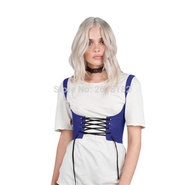 

women's vests lace up tanks shoulder cross belt sleeveless crop female summer vest cowboy style, Black;white