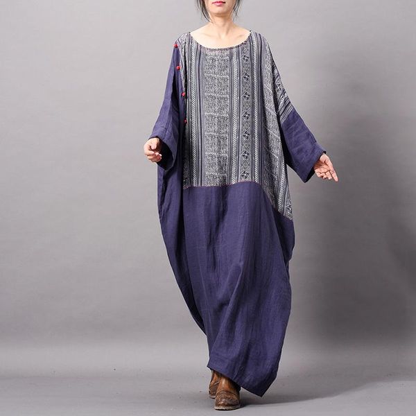 

casual dresses super loose women dress long plus size vintage elegant robe personality button clothes cotton linen, Black;gray