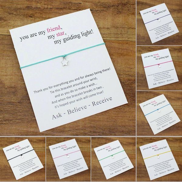 

2021 fashion jewelry wish bracelet with gift card wish card stars charm bracelet for women men girls friendship gift, Golden;silver