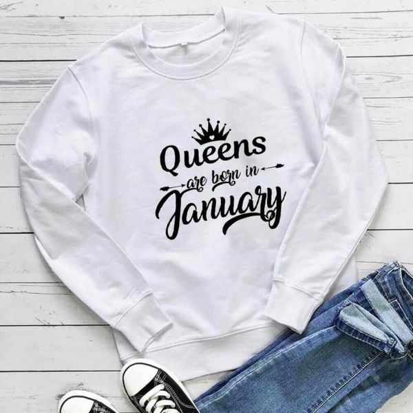 

women's hoodies & sweatshirts in january to december 100%cotton women sweatshirt funny casual autumn winter o-neck long sleeve t, Black