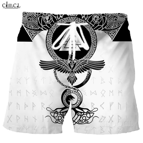 

cloocl popular viking tattoo 3d print men summer fashion shorts hip hop harajuku beach all-match sweatpants drop shipping, White;black