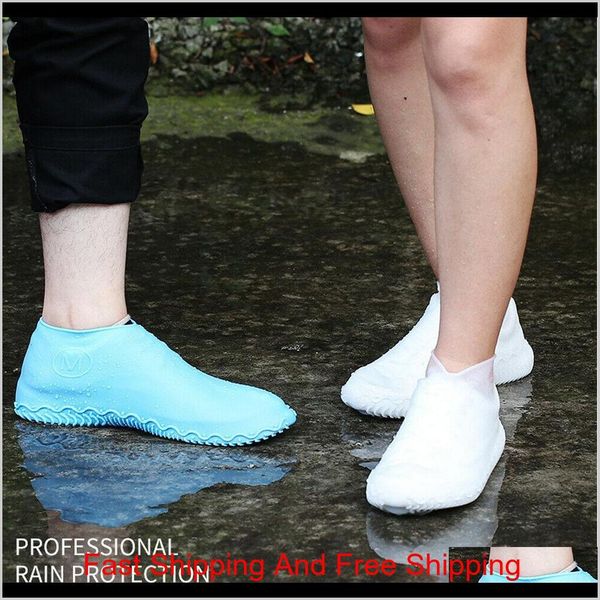 

1 pair reusable latex waterproof rain shoe covers slip-resistant rubber rain boots motorcycle bike overshoes qylpgs homes2011