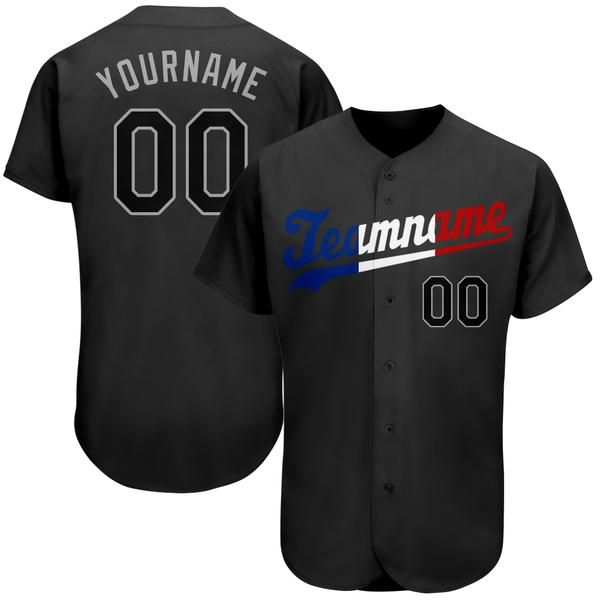 

custom black black-royal-3 authentic baseball jersey, Blue;black