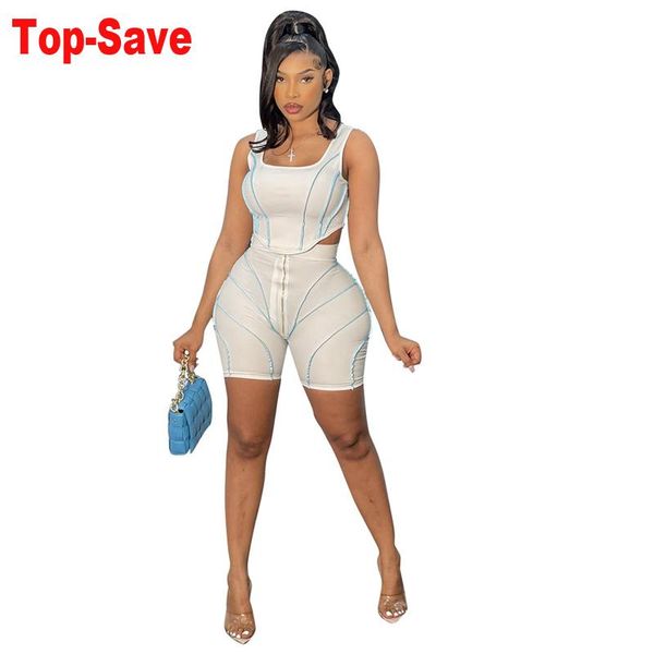 

women's tracksuits streetwear two piece set o neck sleeveless crop and shorts biker casual women summer 2021 sportwear outfit ribber, Gray
