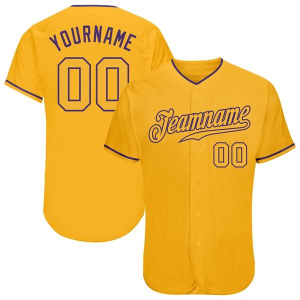 

custom gold gold-purple authentic baseball jersey, Blue;black