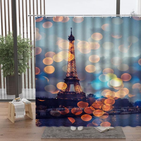 

shower curtains curtain city night view pattern machine washable waterproof bathroom screen home decoration with hook