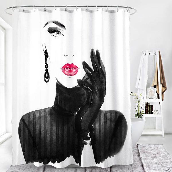 

shower curtains 3d beautiful woman printed waterproof curtain bathroom mildew and multi-size with hock