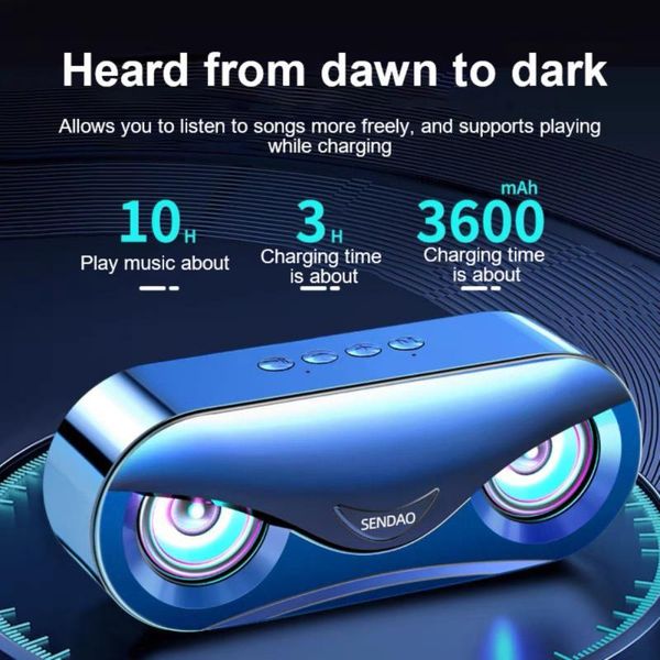 

portable speakers bluetooth-compatible speaker led rhythm flash wireless loudspeaker fm radio alarm clock tf card support subwoofer