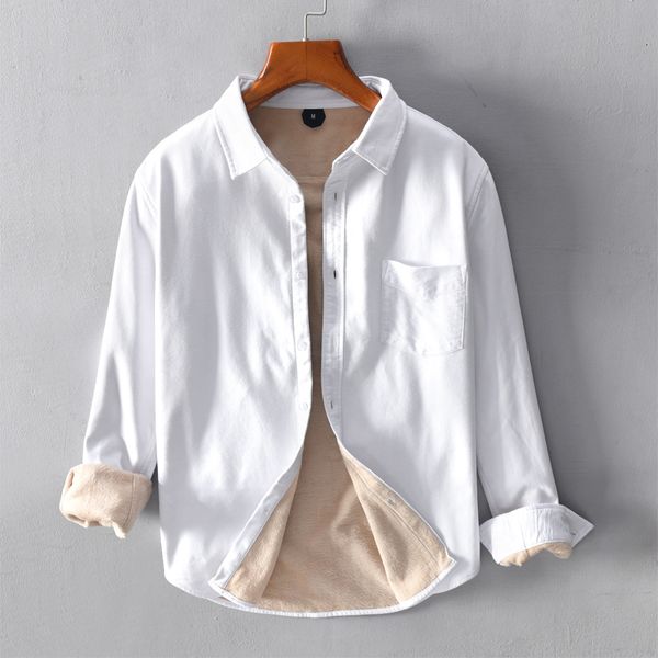 

2021 new autumn and winter oxford cotton brand casual veet shirts for men simple comfortable shirt mens warm clothes vocy, White;black