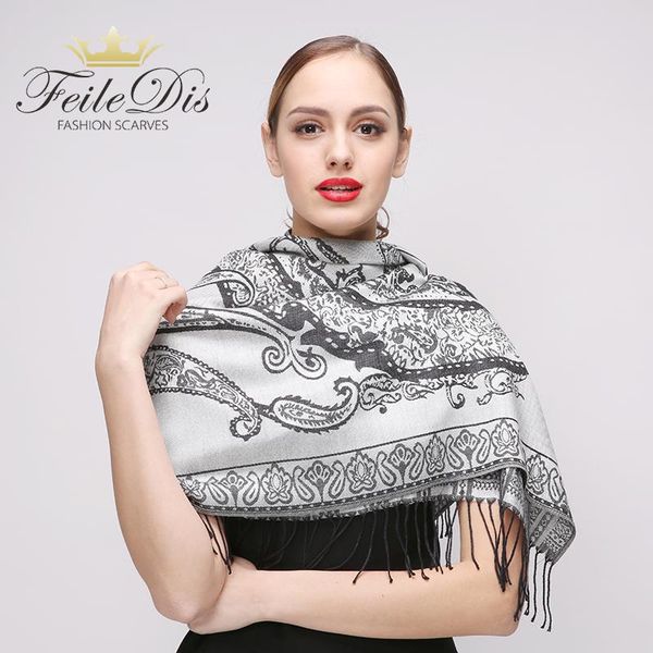 

scarves [feiledis]stylish warm blanket scarf woman gorgeous wrap long tassel plaid thick brand shawls and for women fd290, Blue;gray