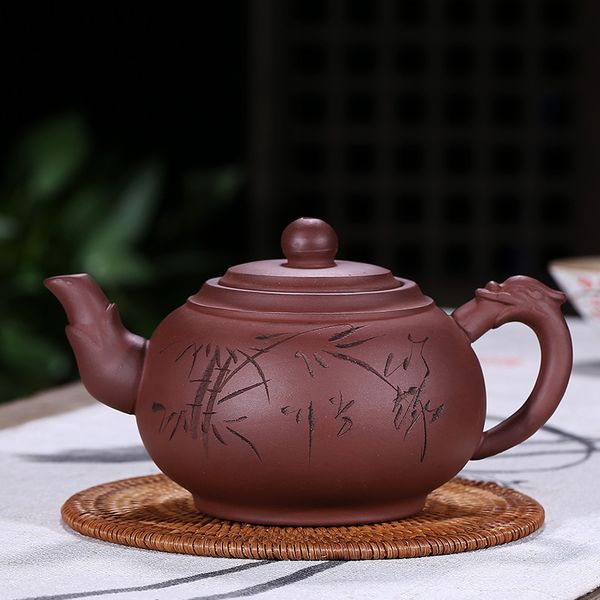 Chinês novo bule de chá roxo Potenciômetro de chá artesanal forma única roxo Caçarola doméstica Dahongpao TiEguanyin chá conjunto 450ml