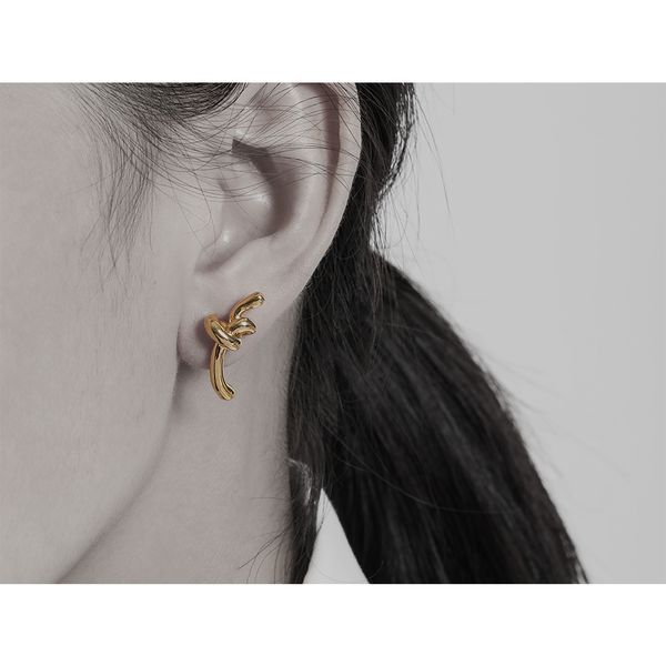 

glass city summer korean knotting earrings women's minority style student brass jewelry, Golden