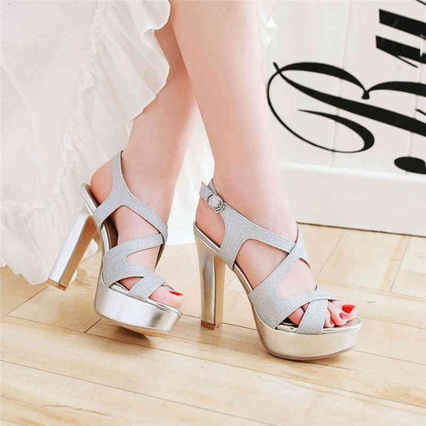 

dress shoes ymechic gold silver white black luxury sandals high heels peep toe platform gladiator women party wedding summer 48be