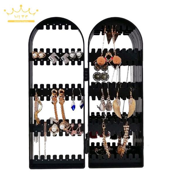 

jewelry pouches, bags creative folding screen earring plastic pendant holder store 120/180/240/360 holes jewlery organizer, Pink;blue