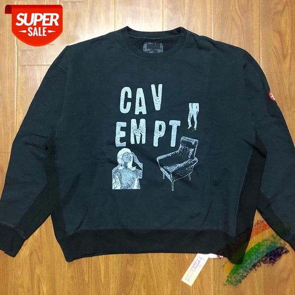 

2020ss cav empt ce overdye chair crewneck men woman 1:1 wash crewneck cavempt cav empt hoodie #no2k, Black