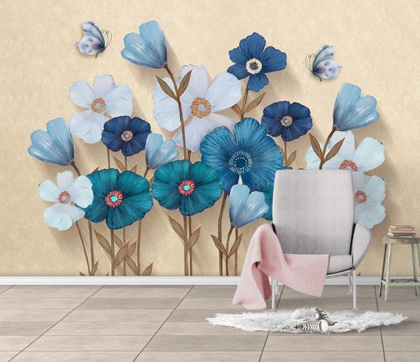 

wallpapers cjsir custom wallpaper european 3d tulip butterfly background living room bedroom tv sofa wall mural