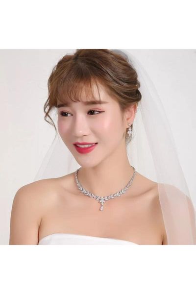 

earrings & necklace women's fashion jewelry casual dating sets, Silver