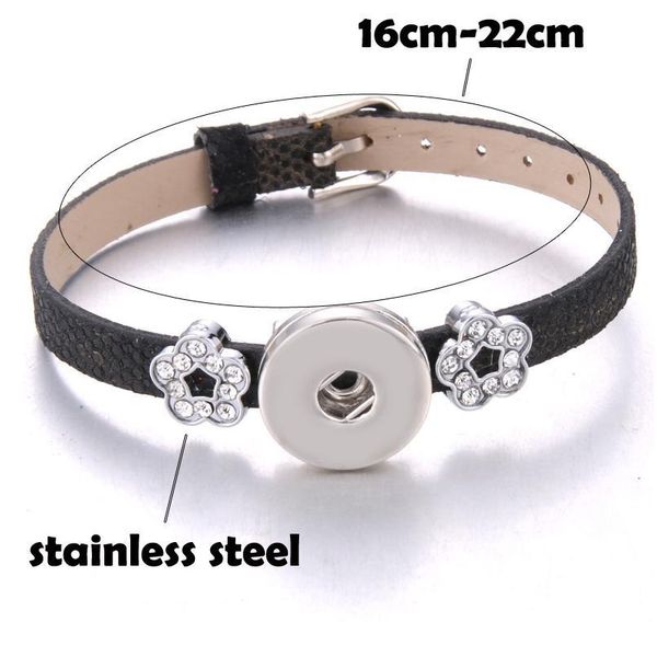 

wholesale stainless steel snap jewelry 18mm snap button bracelets & bangles snakeskin leather flowers charm bracelet jlllhf, Golden;silver