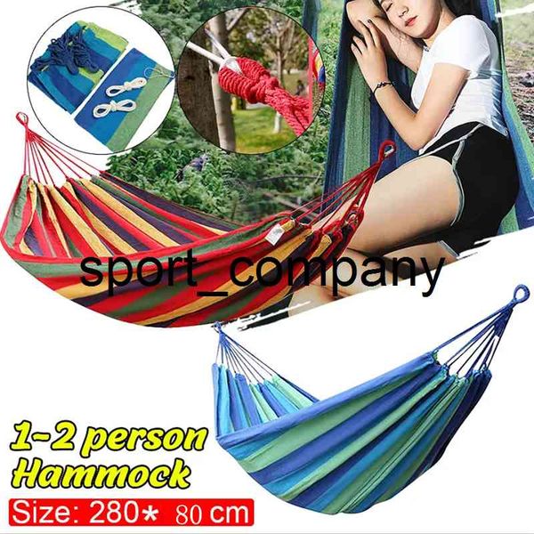 Lona portátil lazer hammock outdoor hammock jardim esportes casa acampamento camping balanço lona listra cai cama hammock ao ar livre