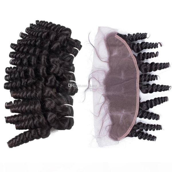 

funmi curly mongolian hair 3bundles with lace frontal romance curly full lace frontal with hair extensions 4pcs lot, Black