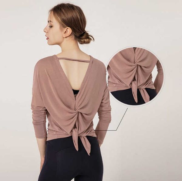 

ladies women t-shirt clothing sports fitness running yoga soft breathable fashion beauty back long sleeve blouse designer sport black, White