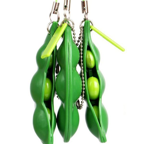 

squeeze a bean keychain fidget squishy pea popper toys soybean key ring finger game novel anti-anxiety stress relief decompression toy h25xs