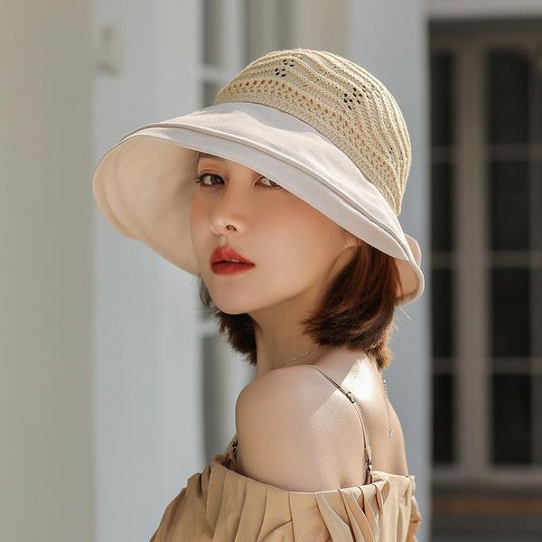 

wide brim hats women's summer open sunshade hat leisure anti ultraviolet fisherman's sunscreen, Blue;gray