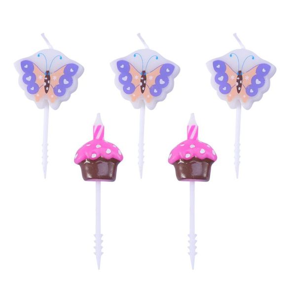 

5 pcs children party cake er decoration cartoon baking cake ornament birthday candle (cake &)