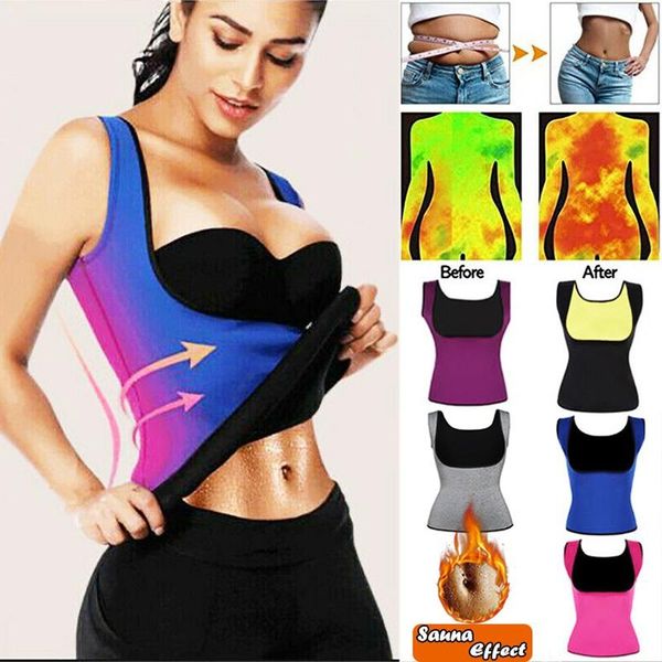 

running jerseys gaine ventre sauna slimming belt vest suit workout shirt body shaper fat burner shapewear weight loss tank top, Black;blue