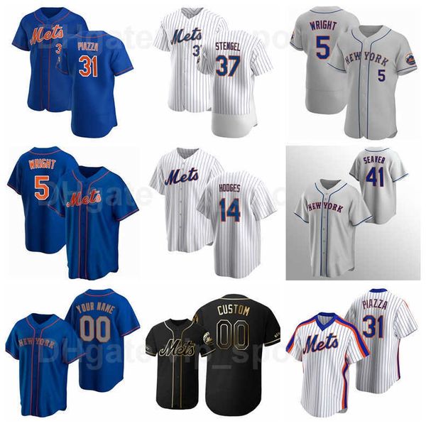 

5 david wright jersey baseball 37 casey stengel 14 gil hodges 41 tom seaver 31 mike piazza flexbase cool base man woman youth, Black
