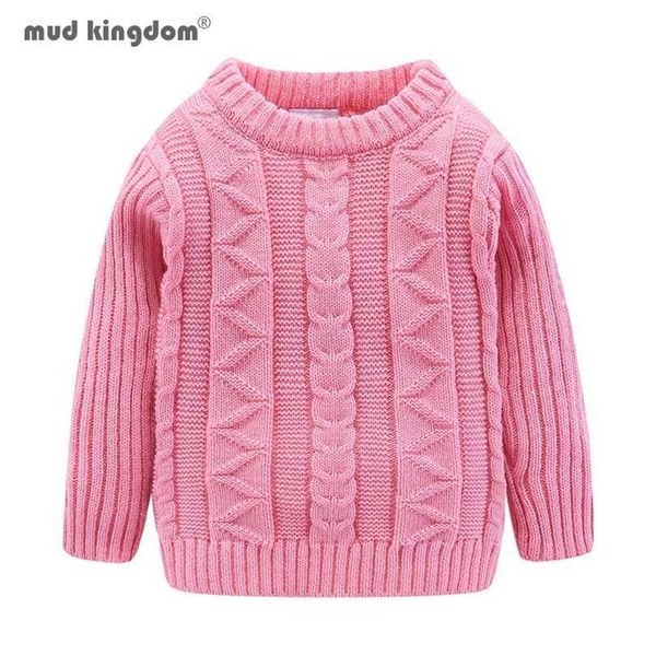 

mudkingdom girls boys sweater pullover solid autumn winter cotton knitted for kids long sleeve children s 211104, Blue