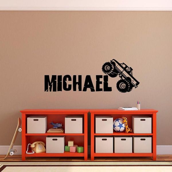

wall stickers personalized monster truck sticker name decal boy custom kids decor boys gift z481