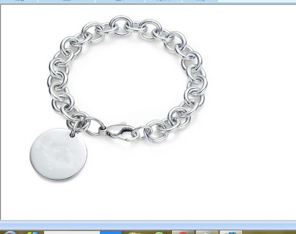 

2021 available pendant necklaces silver stainless steel thick chain bracelet with round plate coming blue box and dust bag