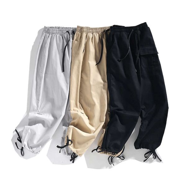 

men's casual pants 2019 new cotton straight pants fashion loose leggings harem pants, Black