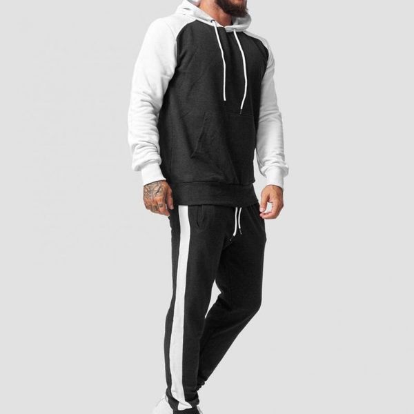 

men's suits & blazers sweatshirt suit drawstring ankle banded skin-friendly long pants hoodie sports for daily wear, White;black