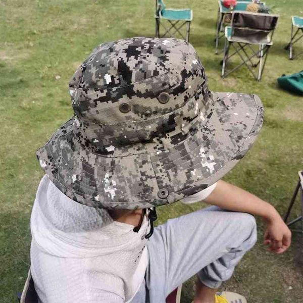Kamuflaj Taktik Kap Askeri Boonie Şapka ABD Ordusu Caps Camo Erkekler Açık Spor Güneş Kova Şapkası Balıkçılık Yürüyüş Avcılık Şapkalar G220311